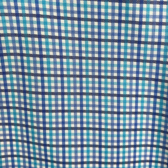 MICHAEL Michael Kors Mens Blue Micro Plaid Dress Shirt Non Iron Long Sleeve 16.5 - Picture 4 of 14
